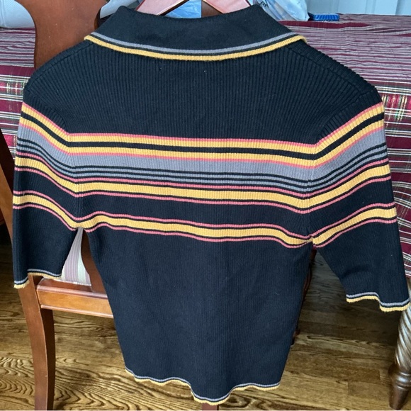 Scotch & Soda Black Night Stripe Knit Polo Sz M - Picture 5 of 8